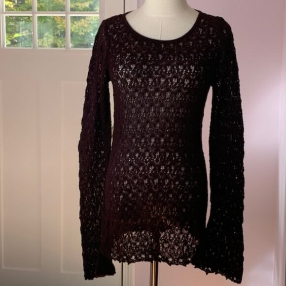 NWT Peruvian Connection silk alpaca lace tunic, plum, size S - Picture 1 of 9